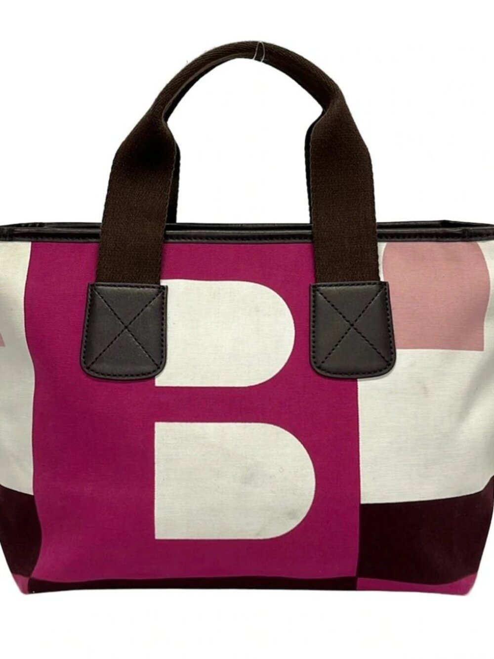 BALLY Busy B Pink Light Pink Multi Canvas Leather Handbag